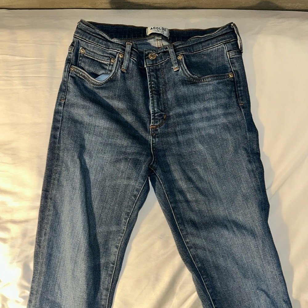 agolde raw hem skinny jeans